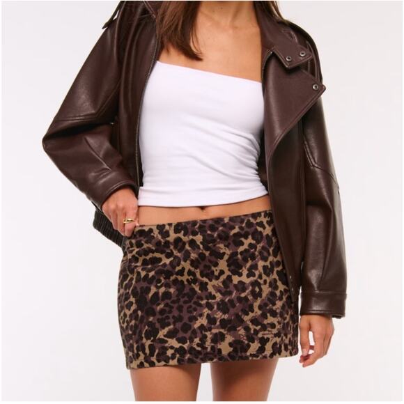Abercrombie & Fitch Brown Leopard Mini Skirt - Picture 1 of 12